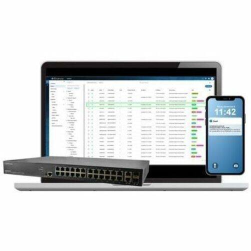 Alt View 1. Lantronix - Managed Gigabit Ethernet PoE++ Switch 24 10/100/1000Base-T Ports + 2 100/1000Base-X SFP/RJ-45 Combo Ports - Managed - Unknown.