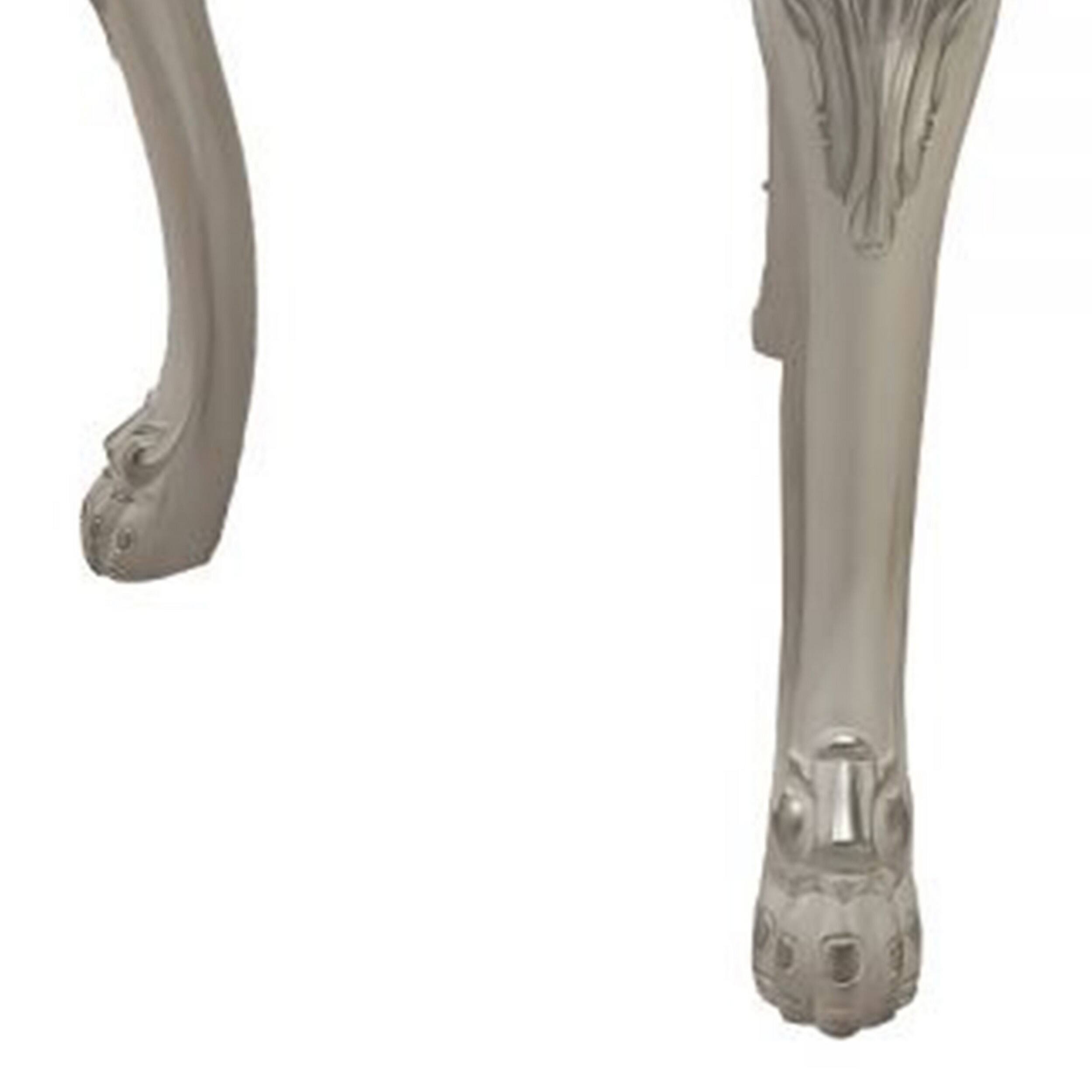 Alt View 3. Manhattan Lane - Ally 28 Inch Side End Table, Aspen Wood, Classic Scrollwork, Polyresin - White, Silver.