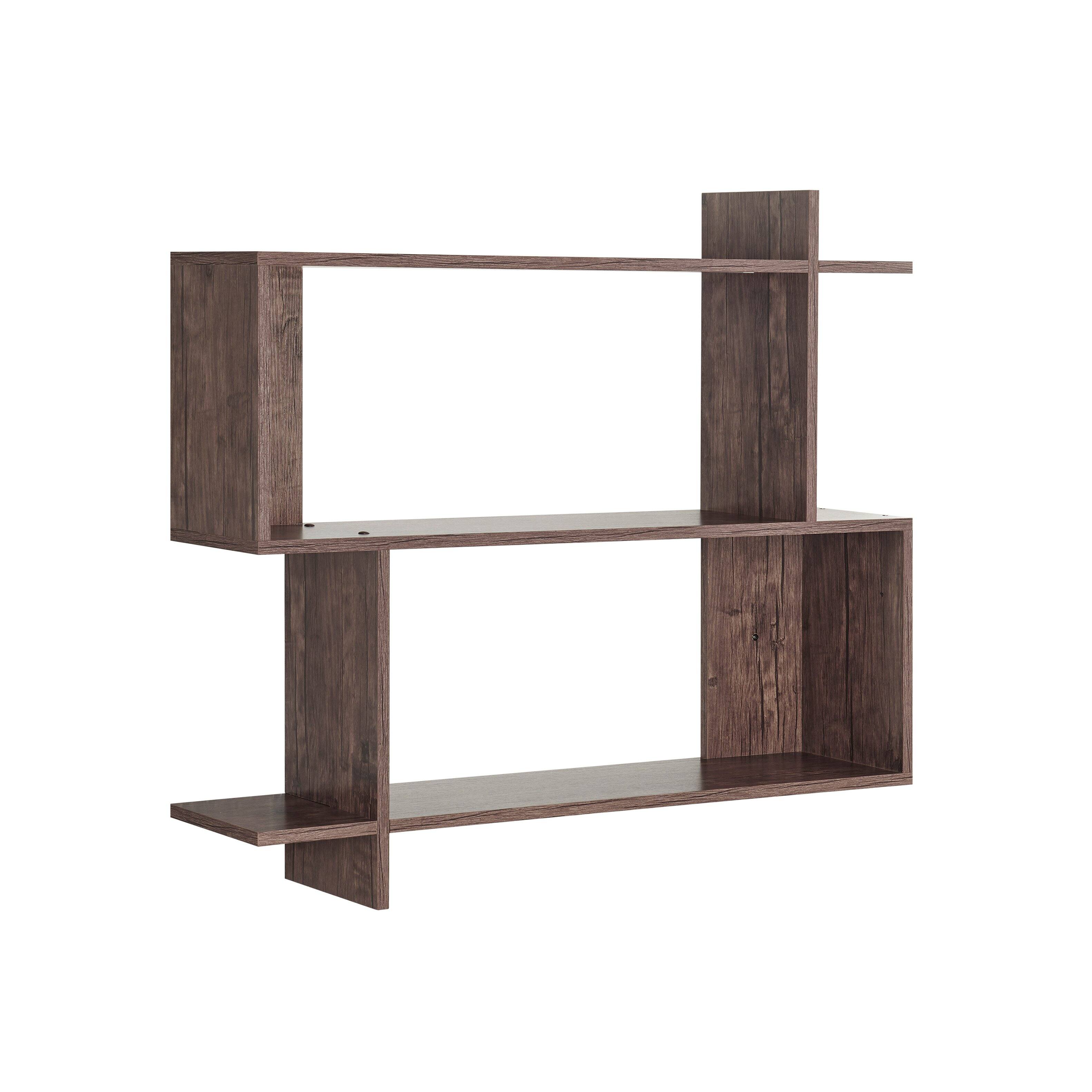 Alt View 7. Danya B - Manasa Floating Geometric Kilter Two-Tier Wall Shelf - Hickory - Hickory.