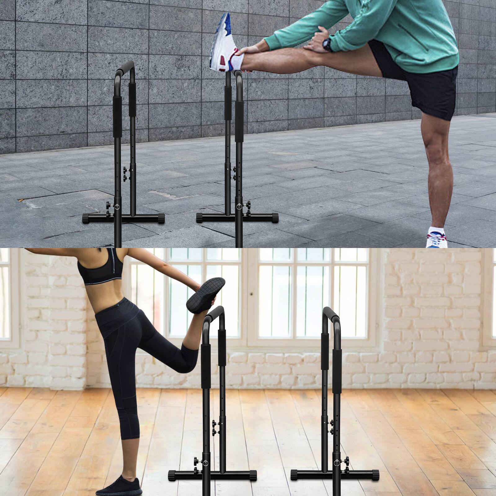 Left. Anysun - Adjustable Dip Station & Pull Up Bar - Heavy Duty Steel Parallel Bars for Home Gym Strength Training - Black.