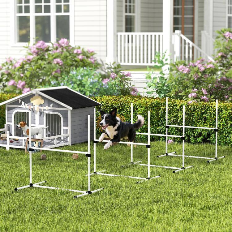 Alt View 1. PULUZ - 4 Piece Dog Agility Training Equipment for Dog Agility Course with Adjustable Height Jump Bars - White.