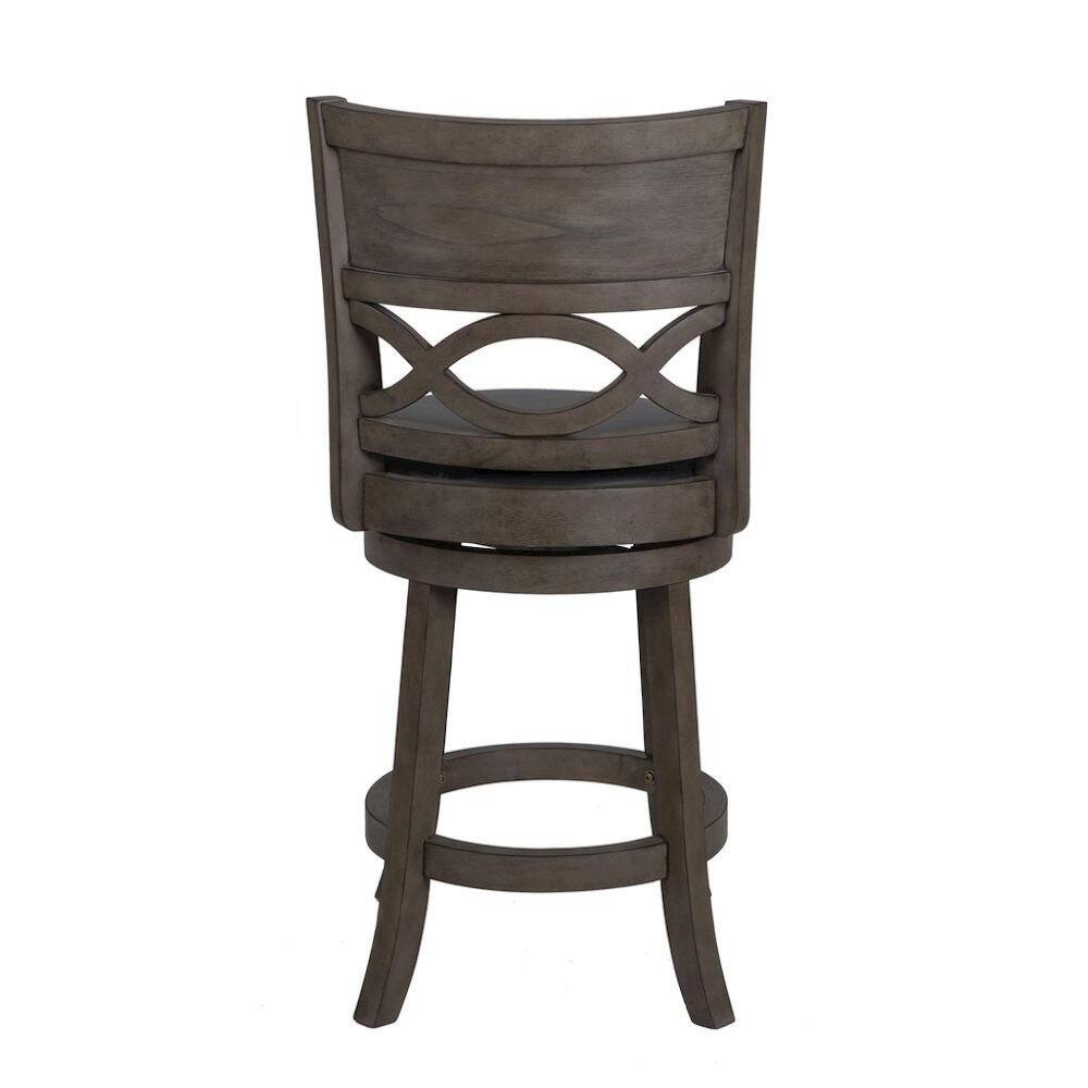 Alt View 1. FurniFact - Wood Swivel Counter Stool Gray PU Seat - Dark Gray.