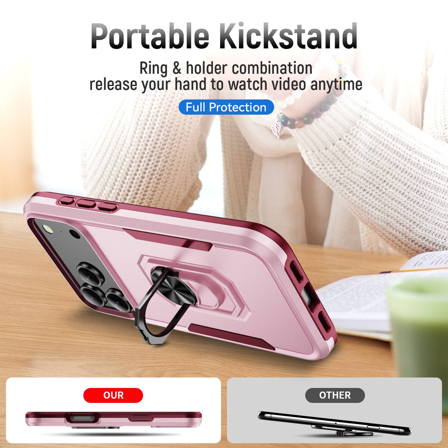 Portable Kickstand  
Ring & holder combination release your hand to watch video anytime  
Full Protection  

OUR  
OTHER