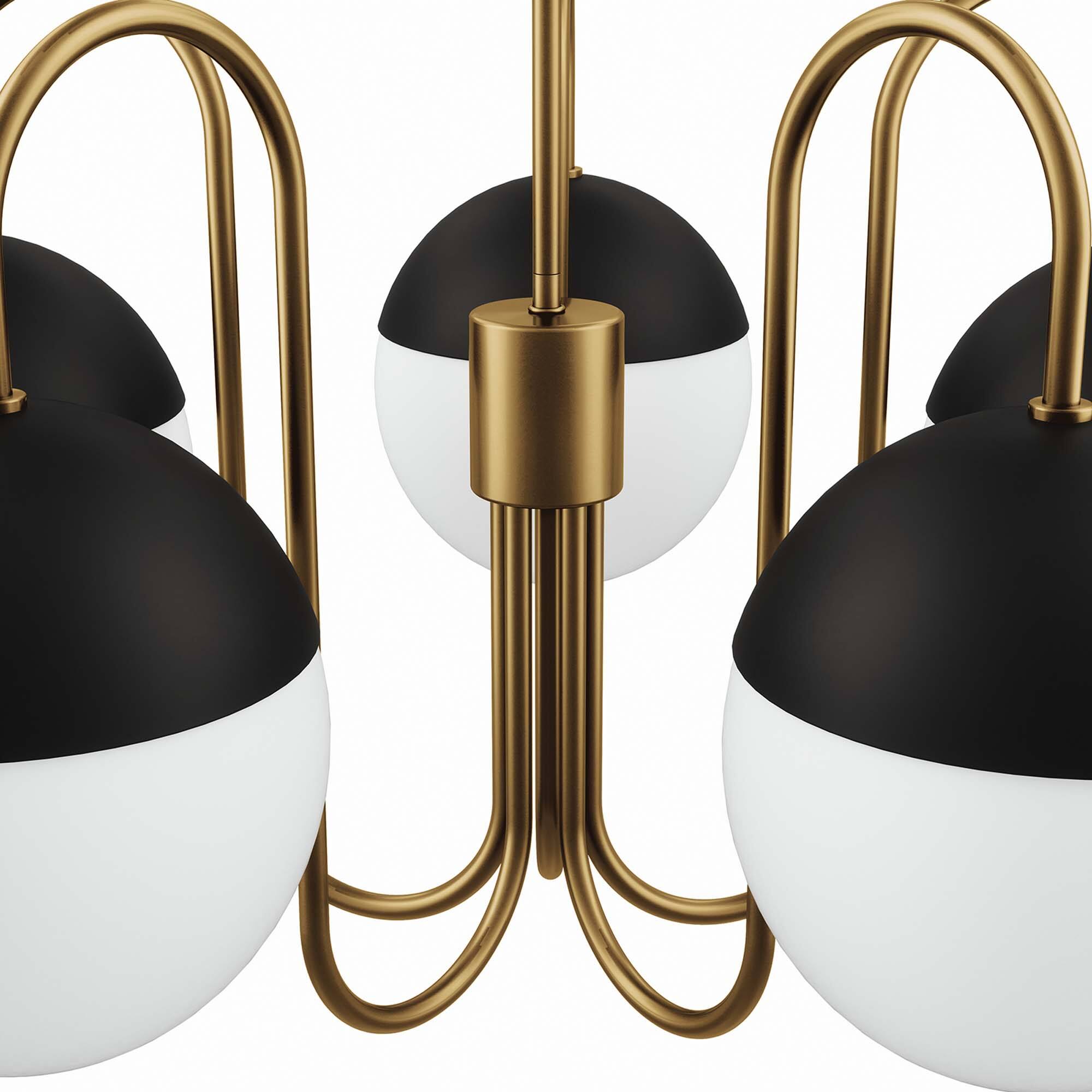 Alt View 4. Modway - Stellar 5-Light Chandelier by Modway - Opal Satin Brass.