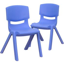 Emma + Oliver - 2 Pack Plastic Stackable School Chair with 12"H Seat, Preschool Seating - Blue