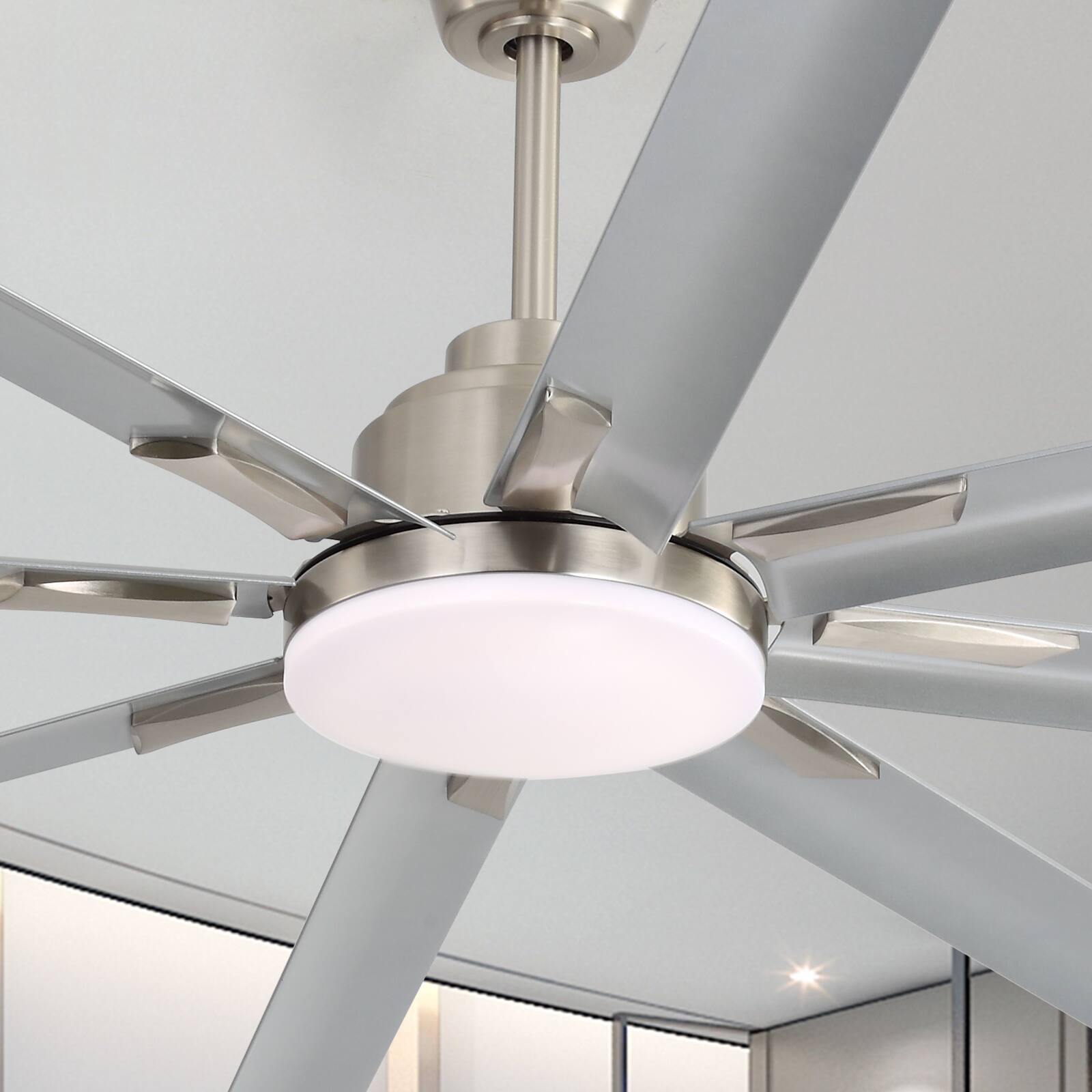 Front. Sofucor - Large Smart Ceiling Fan with Light, Indoor/Outdoor, Alexa/Google/App Control, 8 ABS Blades, Remote - Nickel-72inch.