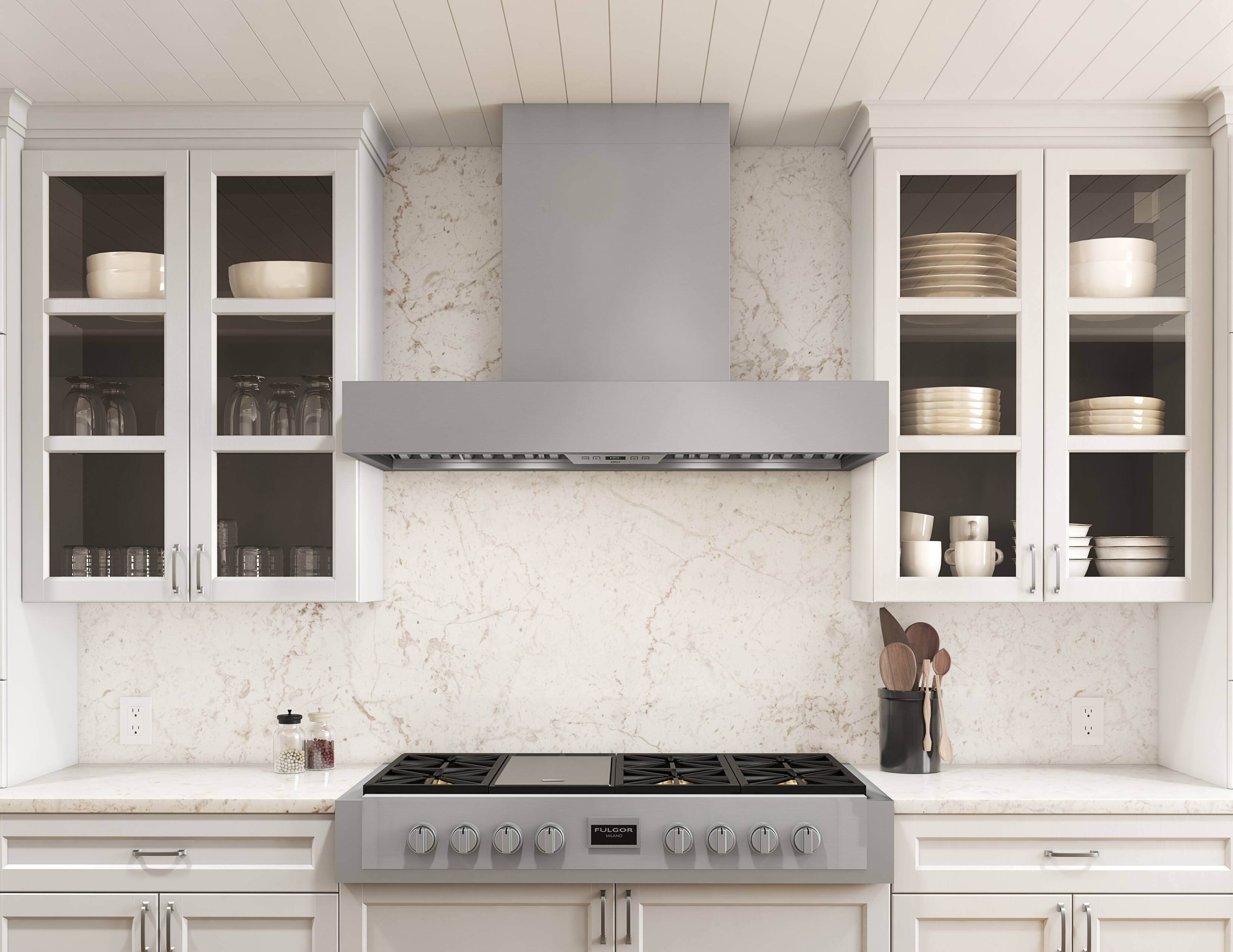 Alt View 11. Zephyr - Roma Pro 48 in. 650 CFM Wall Mount Range Hood with TruHue - Stainless Steel.