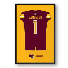 Sporticulture - Deebo Samuel Washington Commanders Facsimile Signature Framed Jersey Art Print - Red