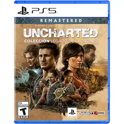 PS5™
REMASTERED
A THIEF'S END / THE LOST LEGACY
UNCHARTED
COLECCIÓN LEGADO DE LADRONES
TEEN ADOLESCENTES T ESRB
NAUGHTY DOG STUDIOS - T (Teen 13+)