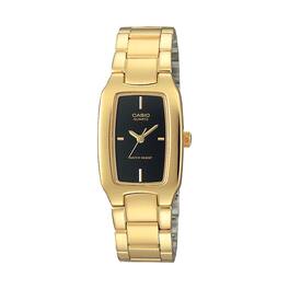 Casio - Women’s -Tone Black Dial Stainless Steel Watch - LTP-1165N-1C-NOBX-EW - Gold