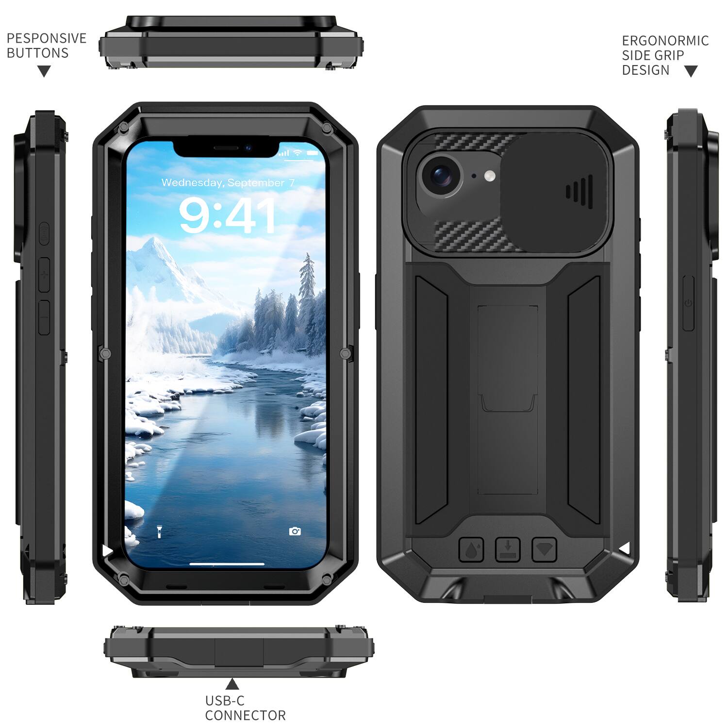 UUCOVER Rugged Heavy Duty Case for iPhone 17e/iPhone 16e with Screen ...