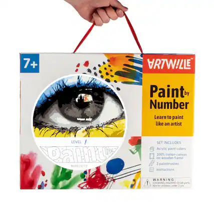 7+ Paint by Number Learn to paint like an artist LEVEL ! 1 -. Palnt N00013772 SET INCLUDES Acrylic paint colors 100% cotton canvas on wooden frame 88 2 paintbrushes Instructions WARNING: ! CHOKING HAZARD-Small parts. Not for children under 3 rs