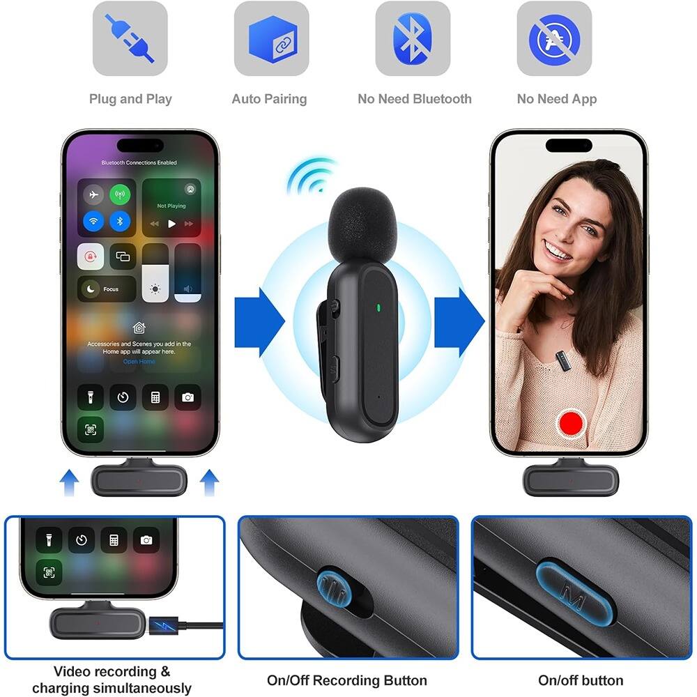 Angle. MOSZAR LLC - Wireless Clip-On Microphone – Noise-Reducing Lapel Mic with Charging Case.