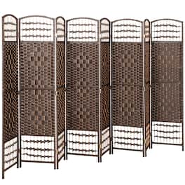 Homcom - 8 Panel Room Divider, Folding Privacy Screen, 5.6' Room Separator, Wave Fiber Freestanding Partition Wall Divider - Brown