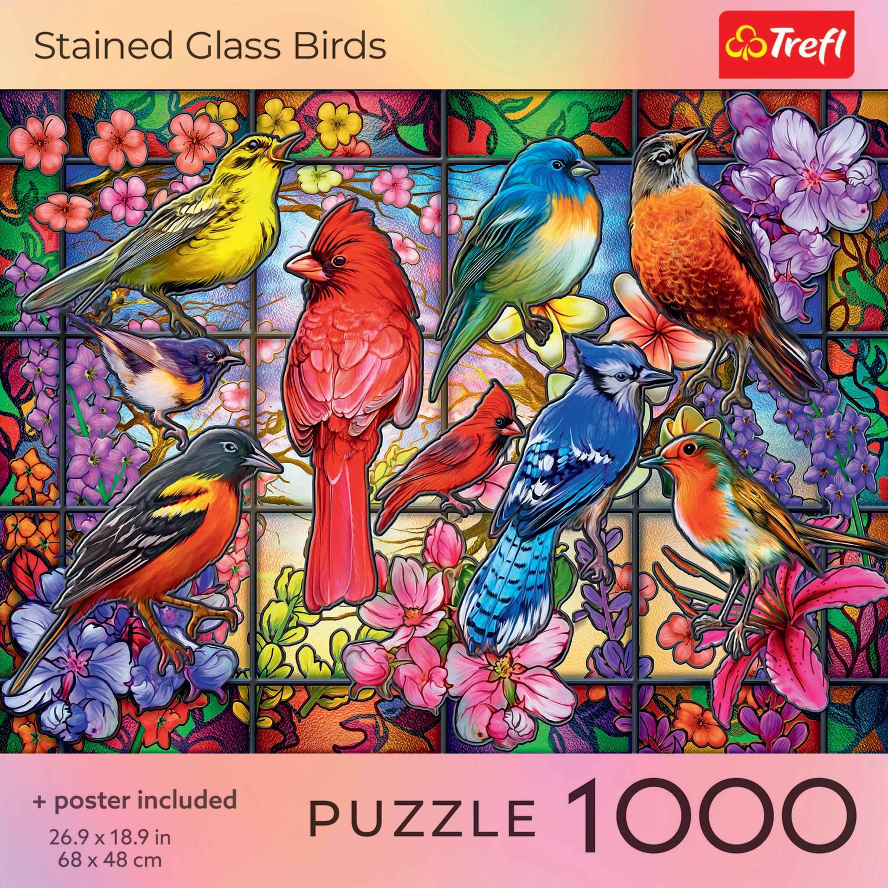 Stained Glass Birds

+ poster included

26.9 x 18.9 in  
68 x 48 cm

PUZZLE 1000

Trefl