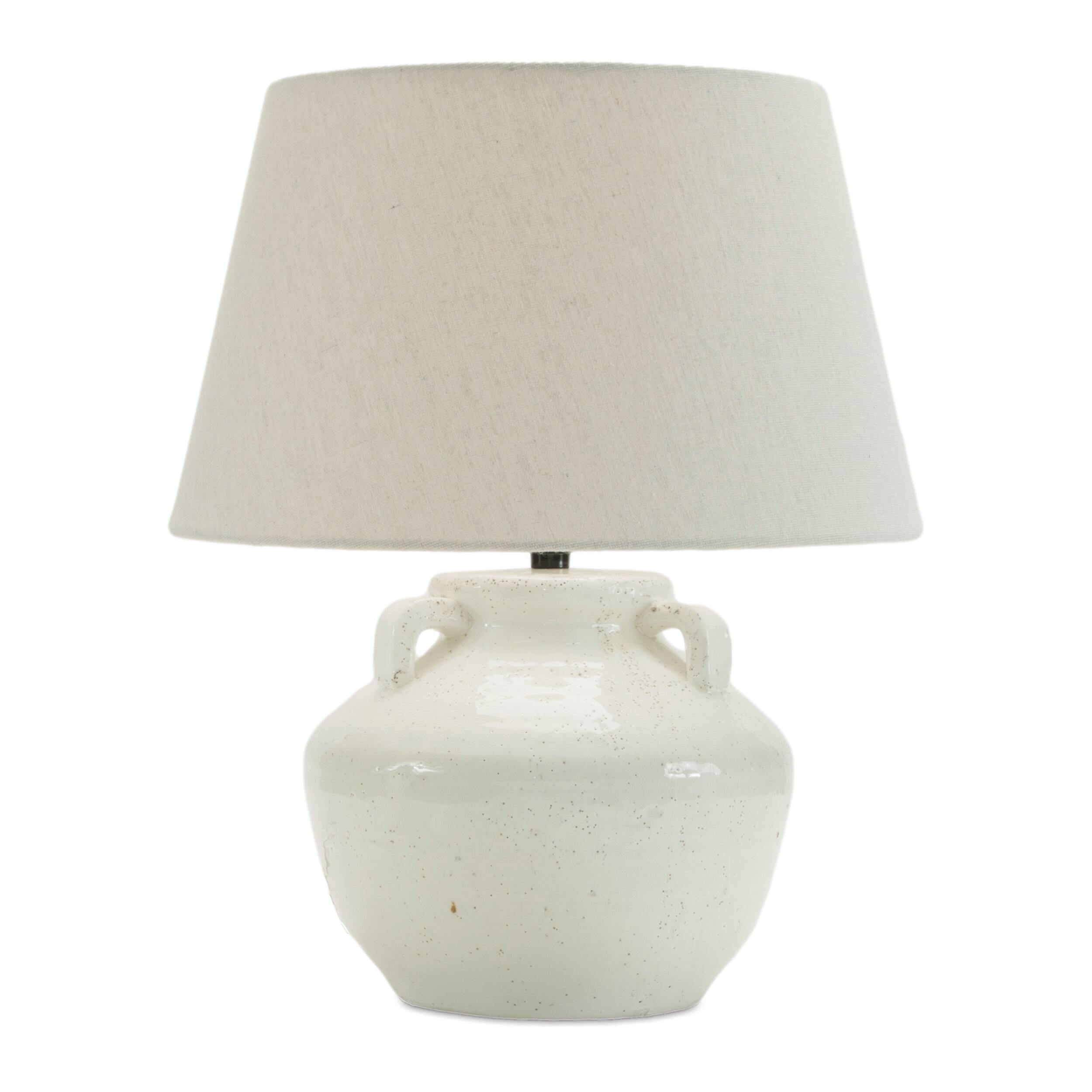 Angle. BreeBe - Terra Cotta Amphora Table Lamp 18.5"H - White.