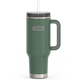 Thermos - 40 oz Stainless Steel Cup Holder Mug w/ Straw - Alpine Green