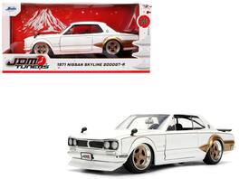 1971 Nissan Skyline 2000GT-R RHD Graphics "JDM Tuners" Series 1/24 Diecast Model Car by Jada - White with Gold