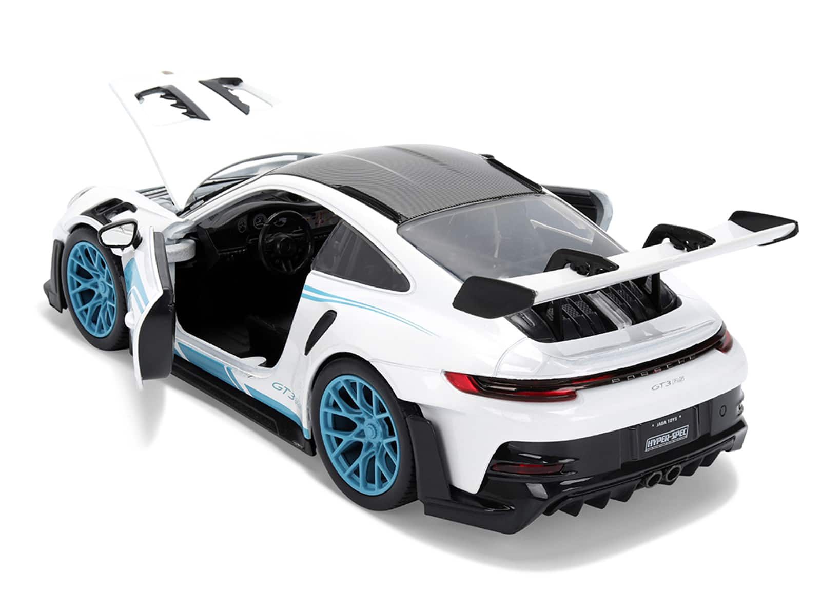 Porsche 911 GT3 RS (992) #12 White with Blue Stripes and Carbon