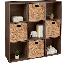 Best Choice Products - 9-Cube Bookshelf, 13.5in Display Storage System, Organizer w/ Removable Back Panels - Walnut