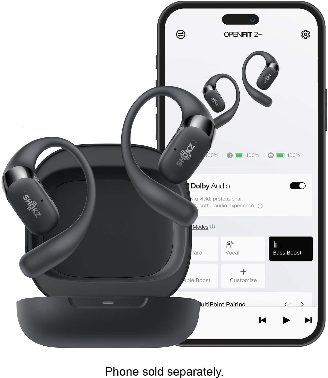 Shokz OpenFit 2+ Open Ear True Wireless Bluetooth Earbuds