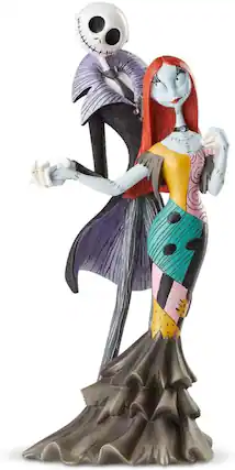 Front. Disney - Nightmare Before Christmas Jack & Sally 8.74 Inch Enesco Statue - Yellow.
