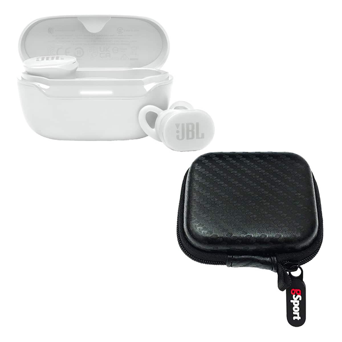 JBL - Endurance Race 2 Noise Cancelling True Wireless Sport Earbud Bundle with gSport Case - White