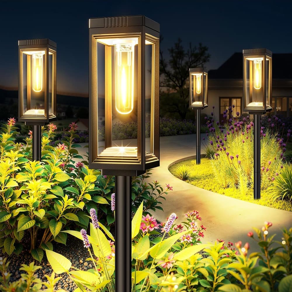MOSZAR LLC - Bright Tall Solar Pathway Lights Outdoor - White