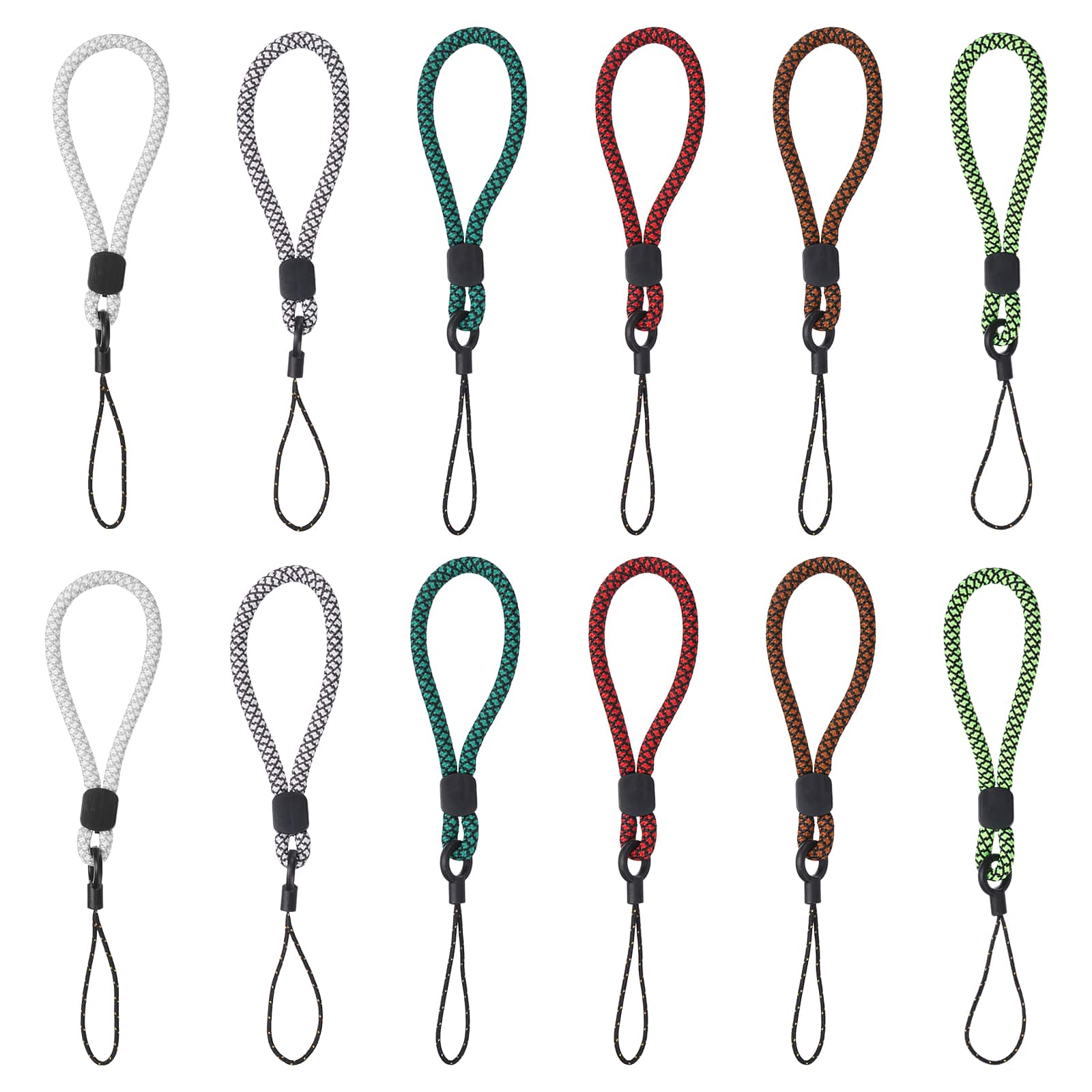 Unique Bargains - 12pcs Phone Lanyards Finger Strap, Short Anti-loss Hanging Rope for Phone, Key, Flashlight, USB Badge - Black, Gray, Red, Lake Blue, Brown, Green, White