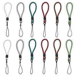 Unique Bargains - 12pcs Phone Lanyards Finger Strap, Short Anti-loss Hanging Rope for Phone, Key, Flashlight, USB Badge - Black, Gray, Red, Lake Blue, Brown, Green, White