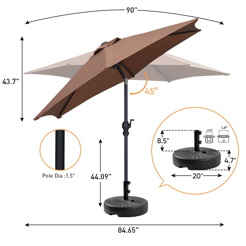 - 90"
- 43.7"
- 45°
- 8.5"
- 0
- 0
- 1.5"
- 1.9"
- 4.7"
- Pole Dia: 1.5"
- 44.09"
- 20"
- 84.65"