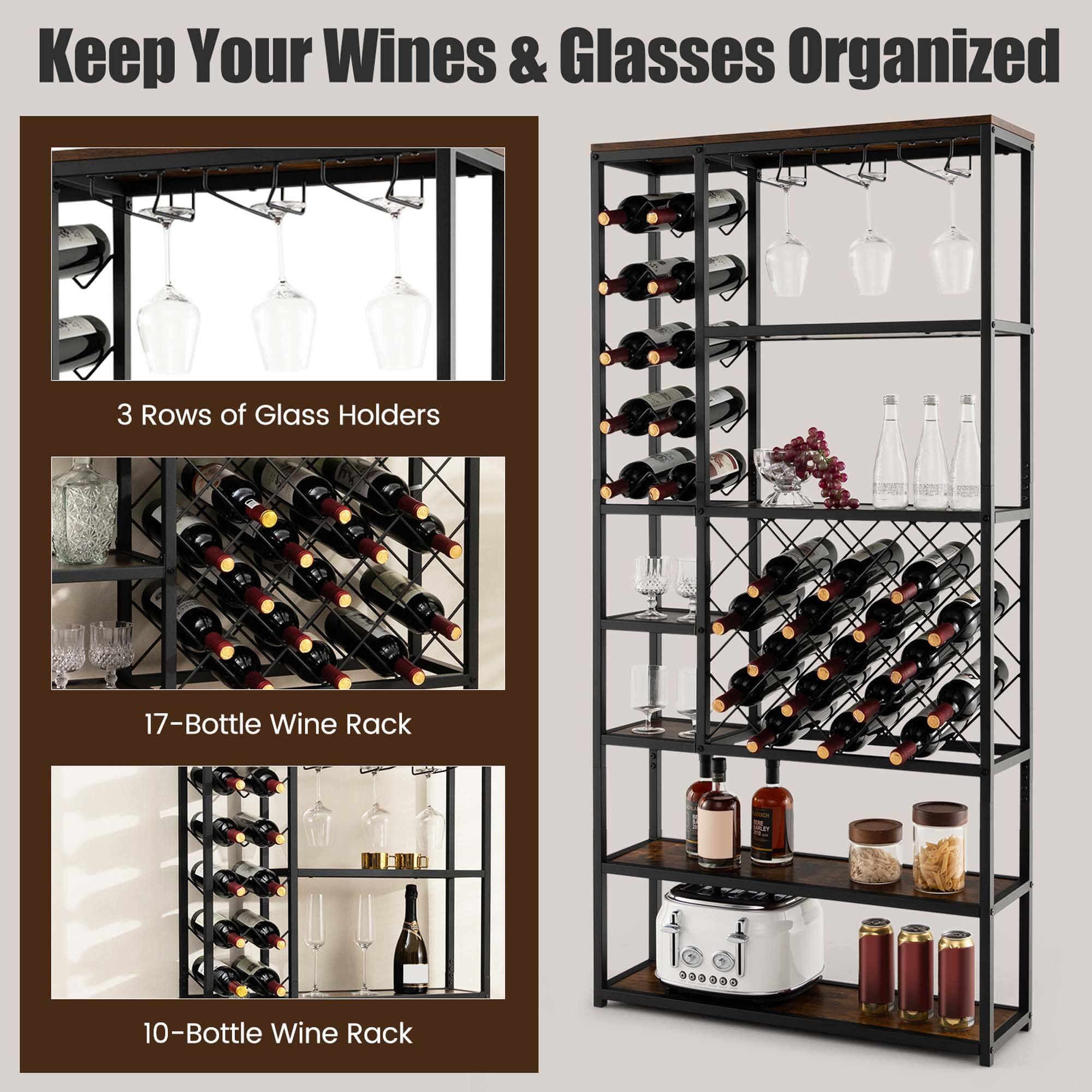 Keep Your Wines & Glasses Organized
3 Rows of Glass Holders
17-Bottle Wine Rack
10-Bottle Wine Rack