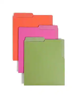 Front. Smead - Smead Organized Up Heavyweight Dual Tab Vertical Colored File Folders, Letter Size, Bright Tones, 6/Pack (75406) - Assorted.