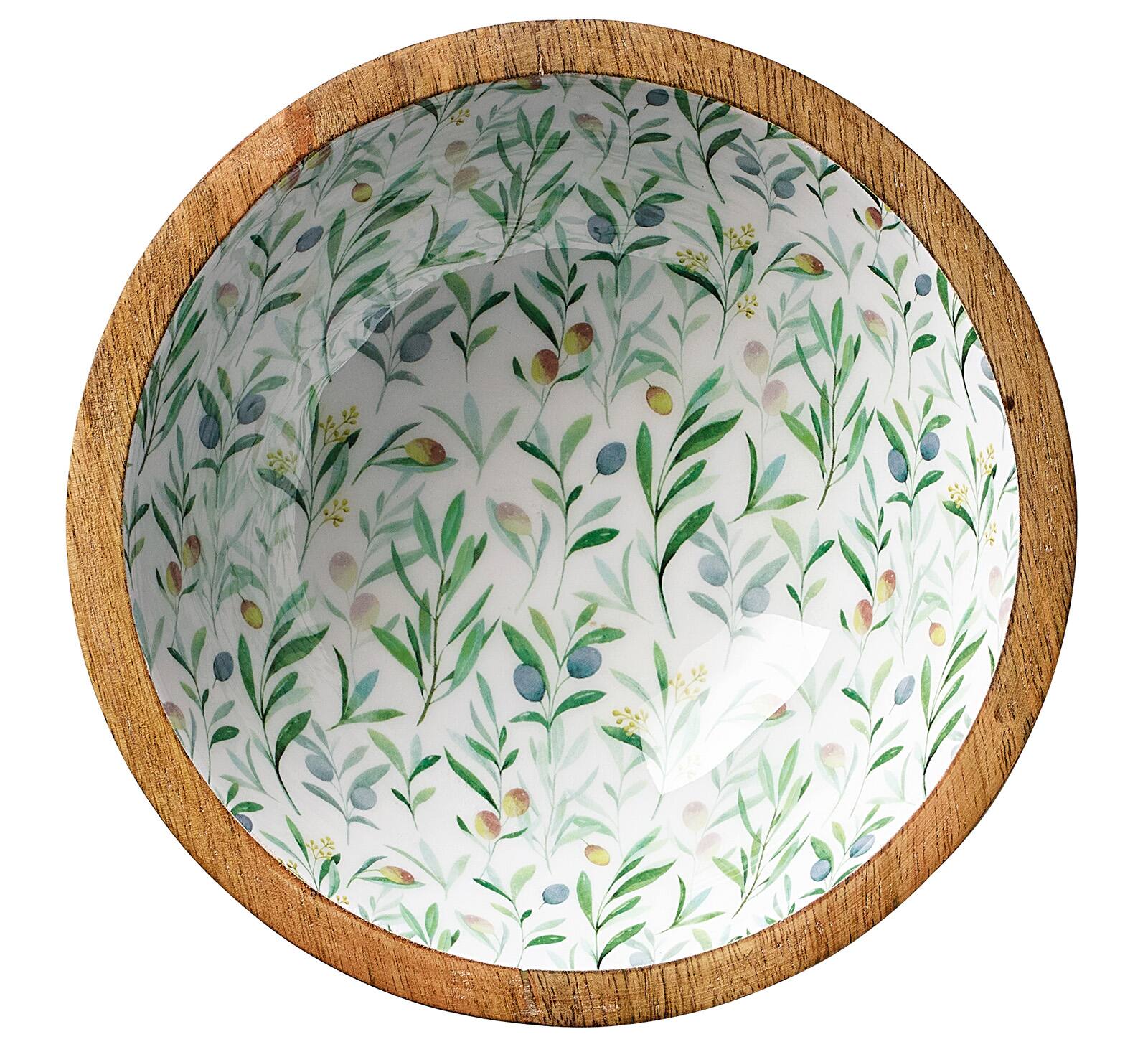 Alt View 1. Zassenhaus - Mango Wood Lacquered Small Serving Bowl, 8" x 3", Olive - Olive.