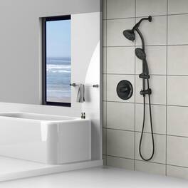Akoasm - 7-Spray Dual Shower System Kit: Adjustable Rainfall & Handheld with Pause & 48 Settings, Complete Set - Matte Black