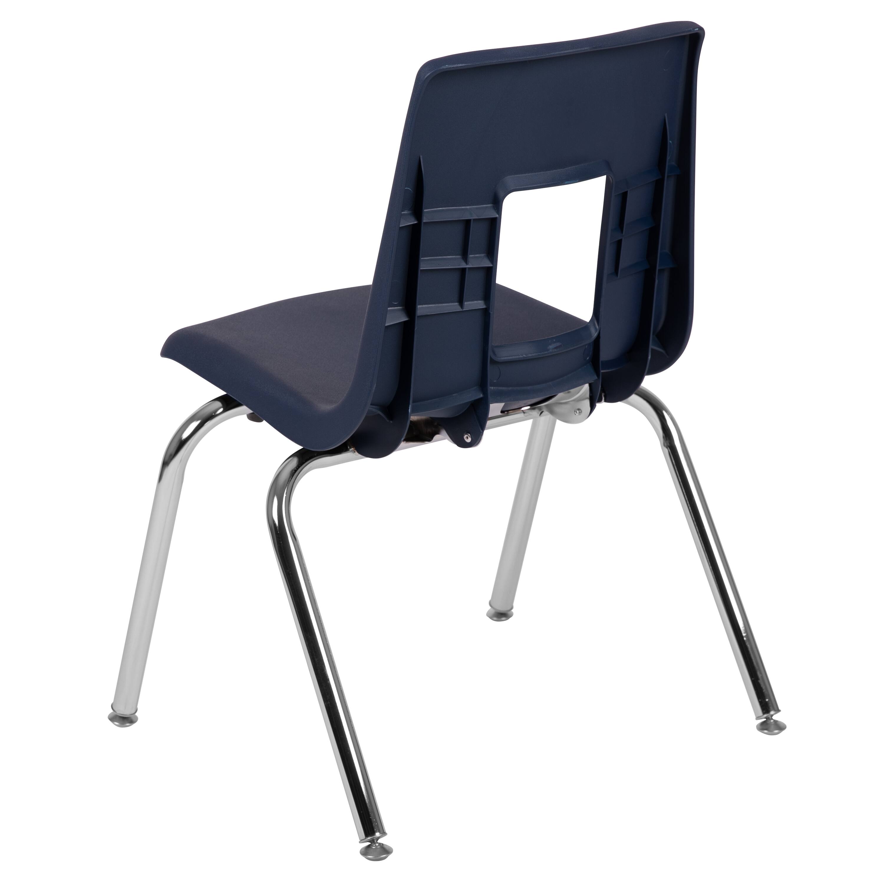 Alt View 3. Emma + Oliver - 4-pack Student Stack School Chair - 16-inch - Navy.