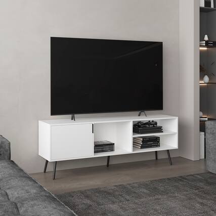 Front. TinyHomie - Long Beach Tv Stand Living Room White - White.