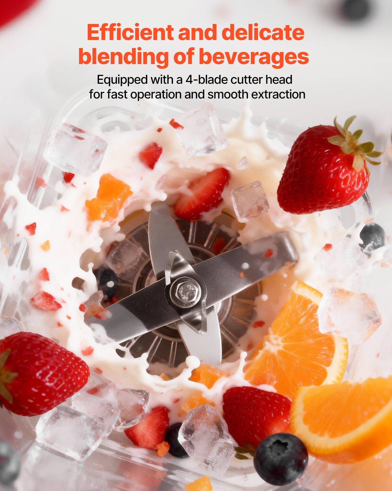 Efficient and delicate blending of beverages  
Equipped with a 4-blade cutter head for fast operation and smooth extraction