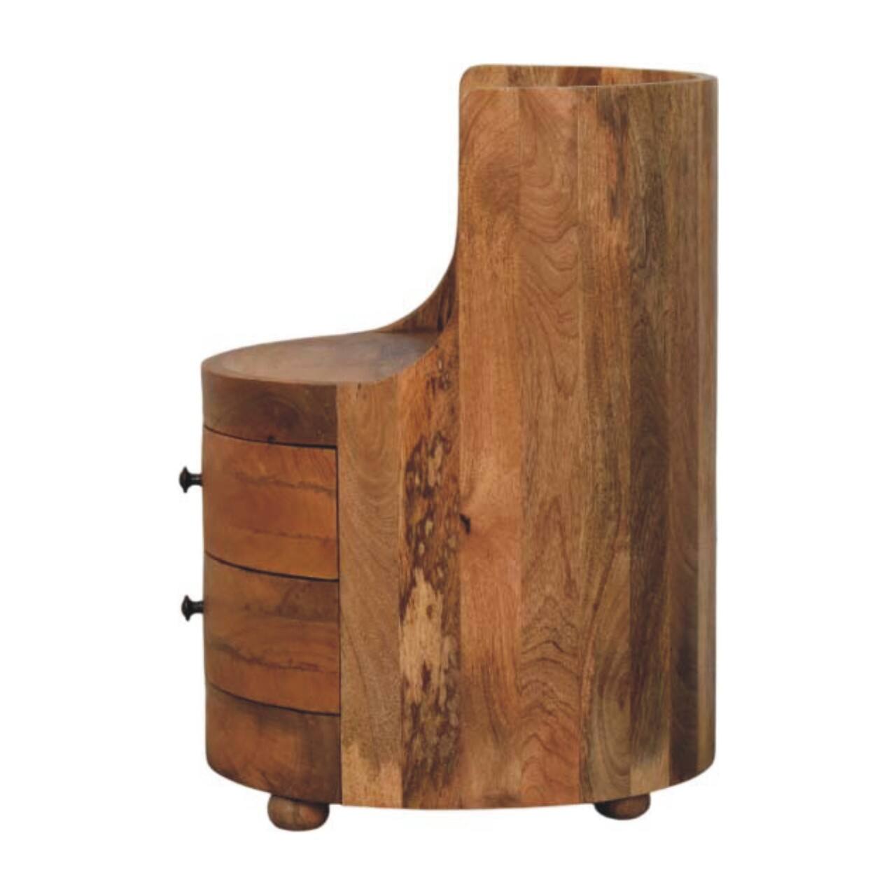 Alt View 4. Artisan Furniture - Artisan Furniture Solid Wood Curved Bedside with Marble Top, 2 Drawers, 1 Open Shelf, Brown - Brown.
