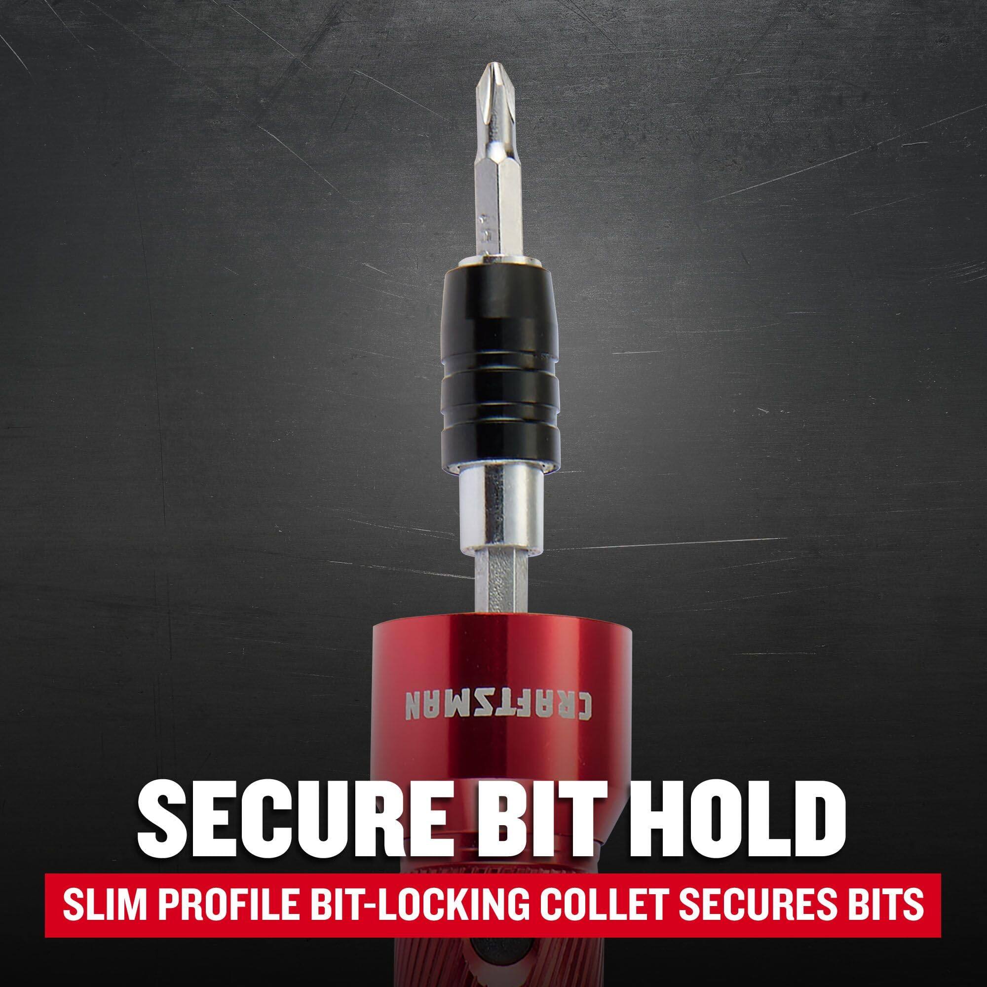 CRAFTSMAN SECURE BIT HOLD  
SLIM PROFILE BIT-LOCKING COLLET SECURES BITS