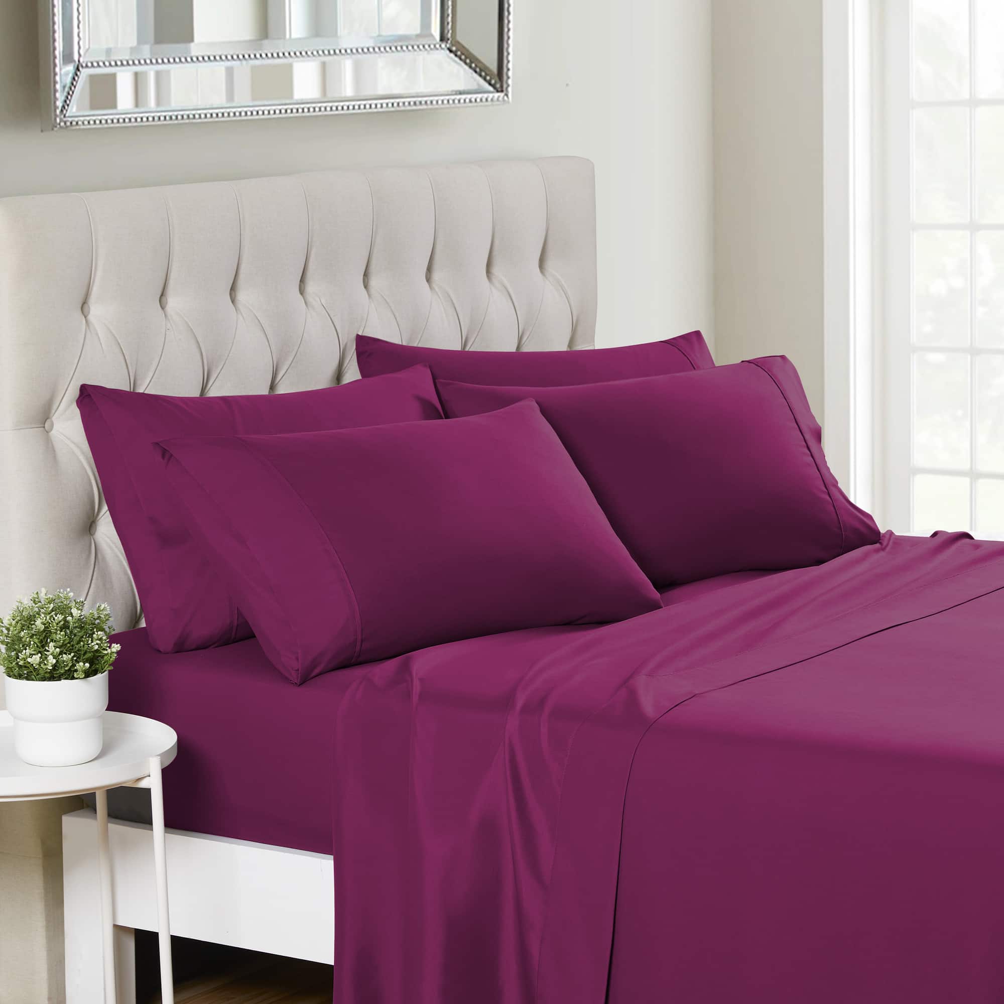 Front. Sweet Home Collection - Deluxe Microfiber Sheet Set with Bonus Pillowcases, Ultra Soft 1500 Series, Twin XL - Berry.