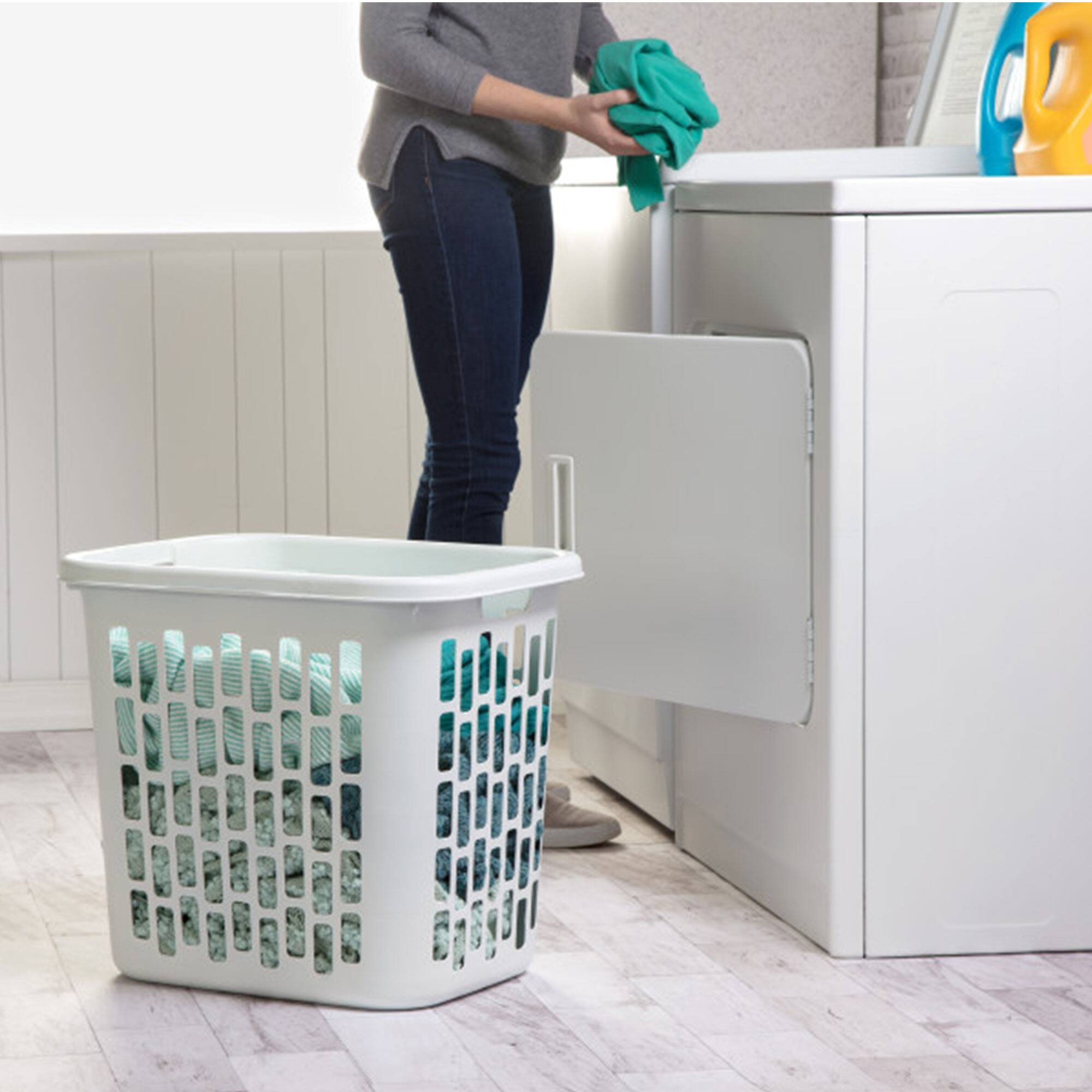 Alt View 4. Sterilite - Sterilite Ultra Easy Carry Plastic Dirty Clothes Laundry Basket Hamper, (8 Pack) - White.