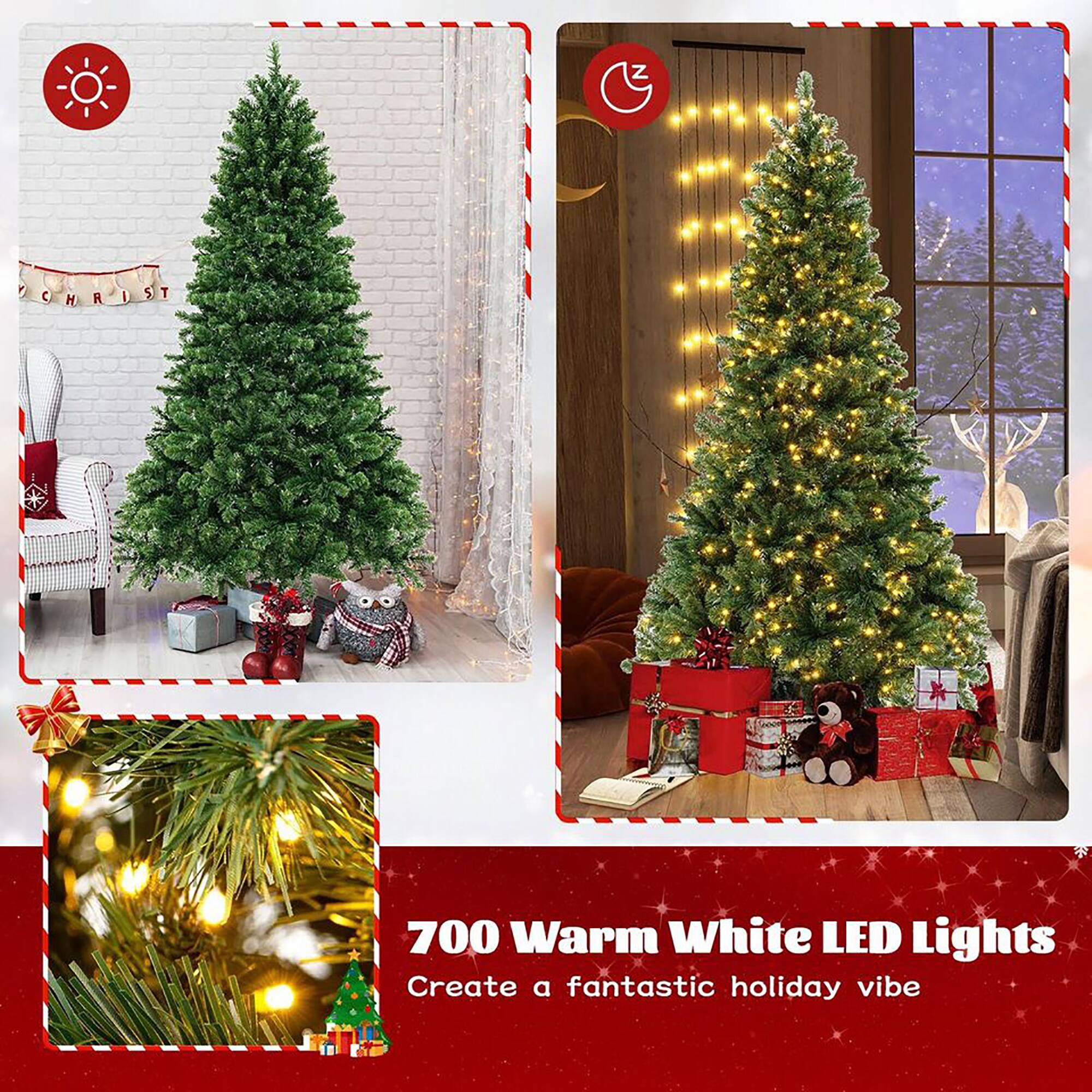 700 Warm White LED Lights  
Create a fantastic holiday vibe