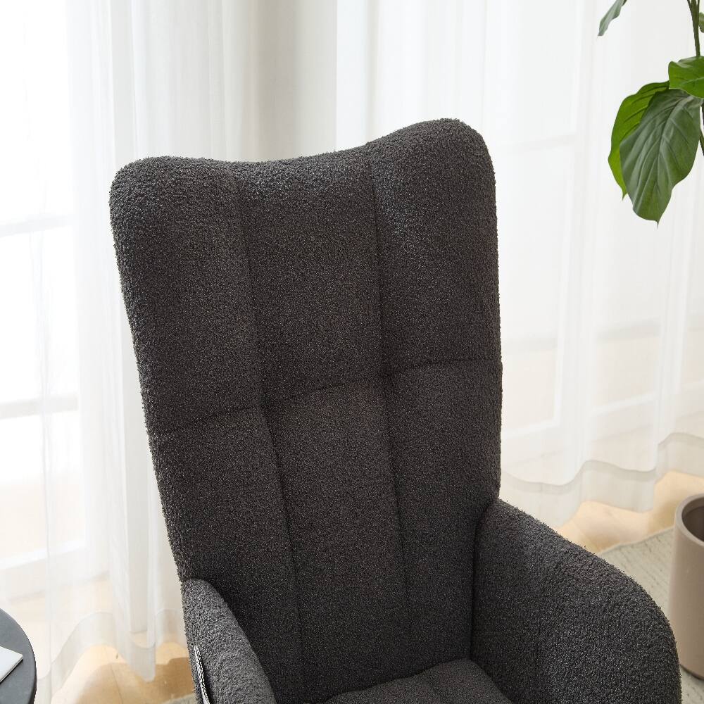 Alt View 10. Loheer - Loheer Teddy Fabric Nursery Glider Rocker with Ottoman Grey - Grey.