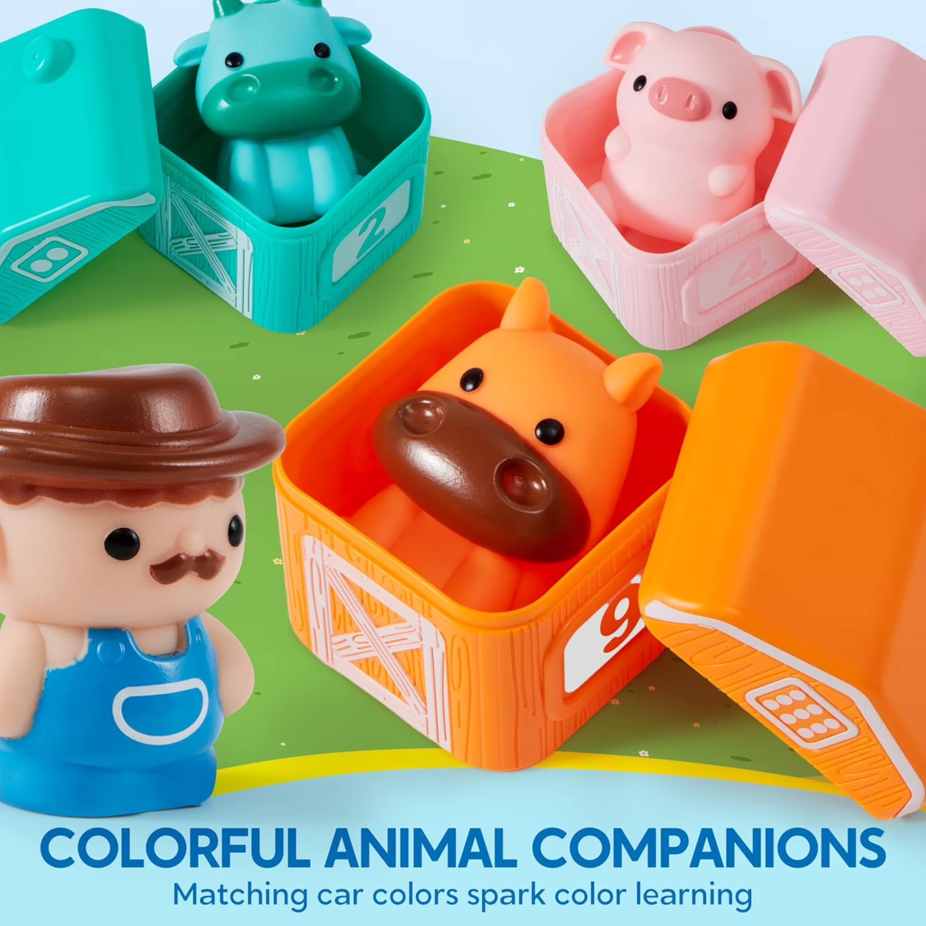 COLORFUL ANIMAL COMPANIONS  
Matching car colors spark color learning