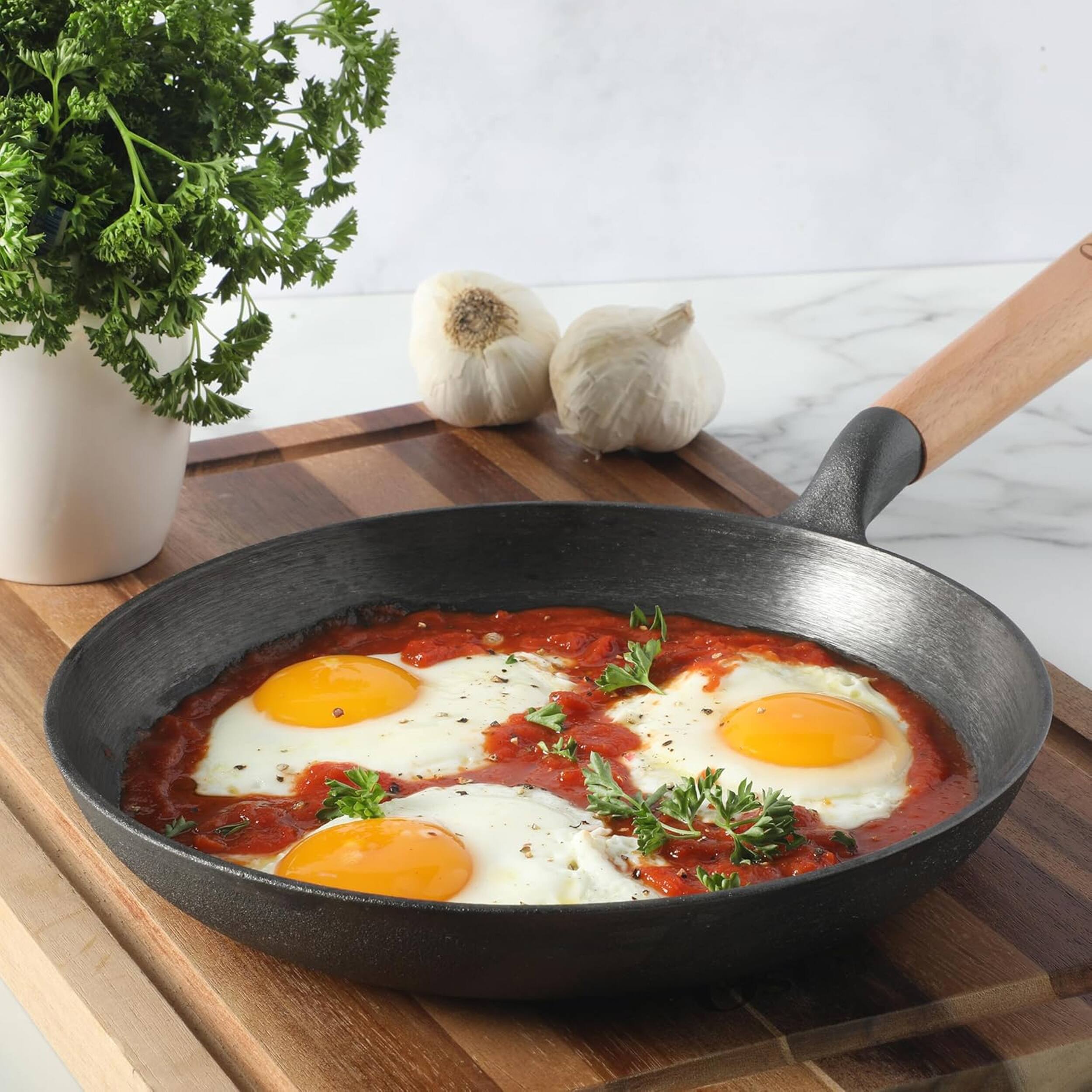 Alt View 3. Oster - Oster Flintfield 9.5 Inch Round Cast Iron Skillet with Wood Handle - Black.