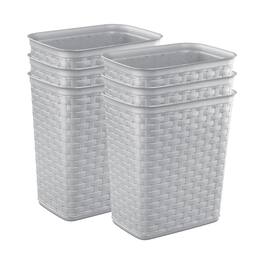 Sterilite - 3.4 Gallon/13 Liter Decorative Weave Wastebasket, (6 Pack) - Cement