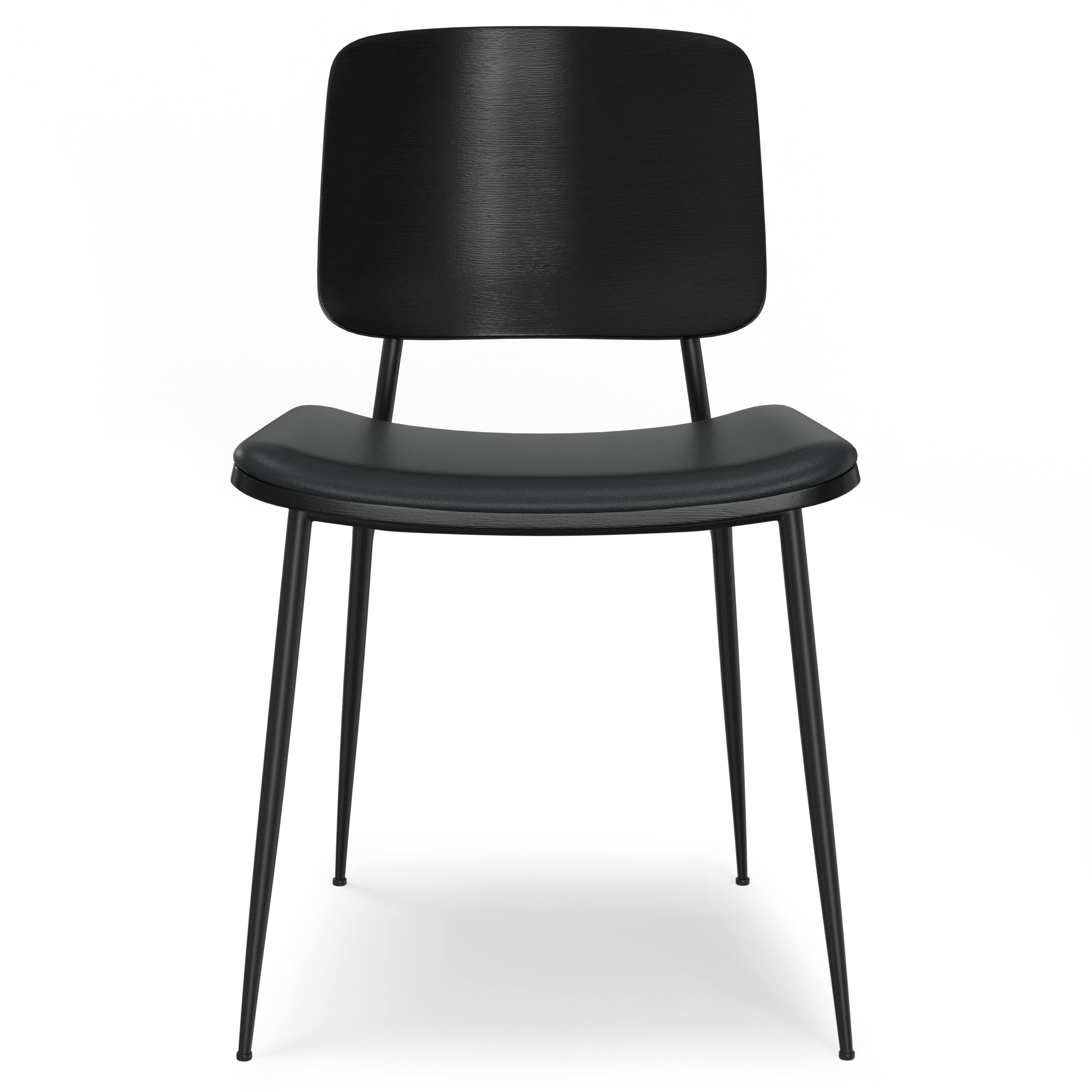 Left. Simpli Home - Hayley Dining Chair (Set of 2) in Black Vegan Faux Leather - Black.