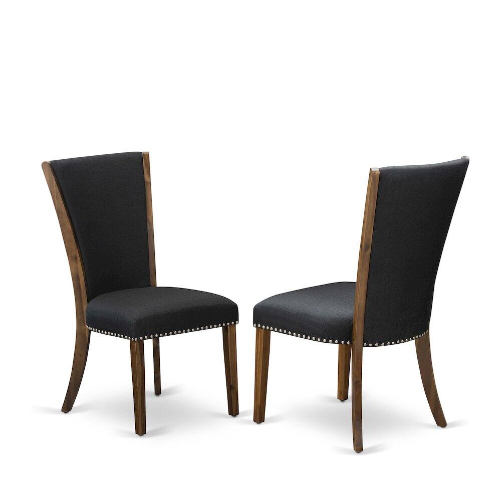 Angle. Luxe - 5 Piece Dining Table Set For 4 Contains 48" Round Table In Black Color - Black.