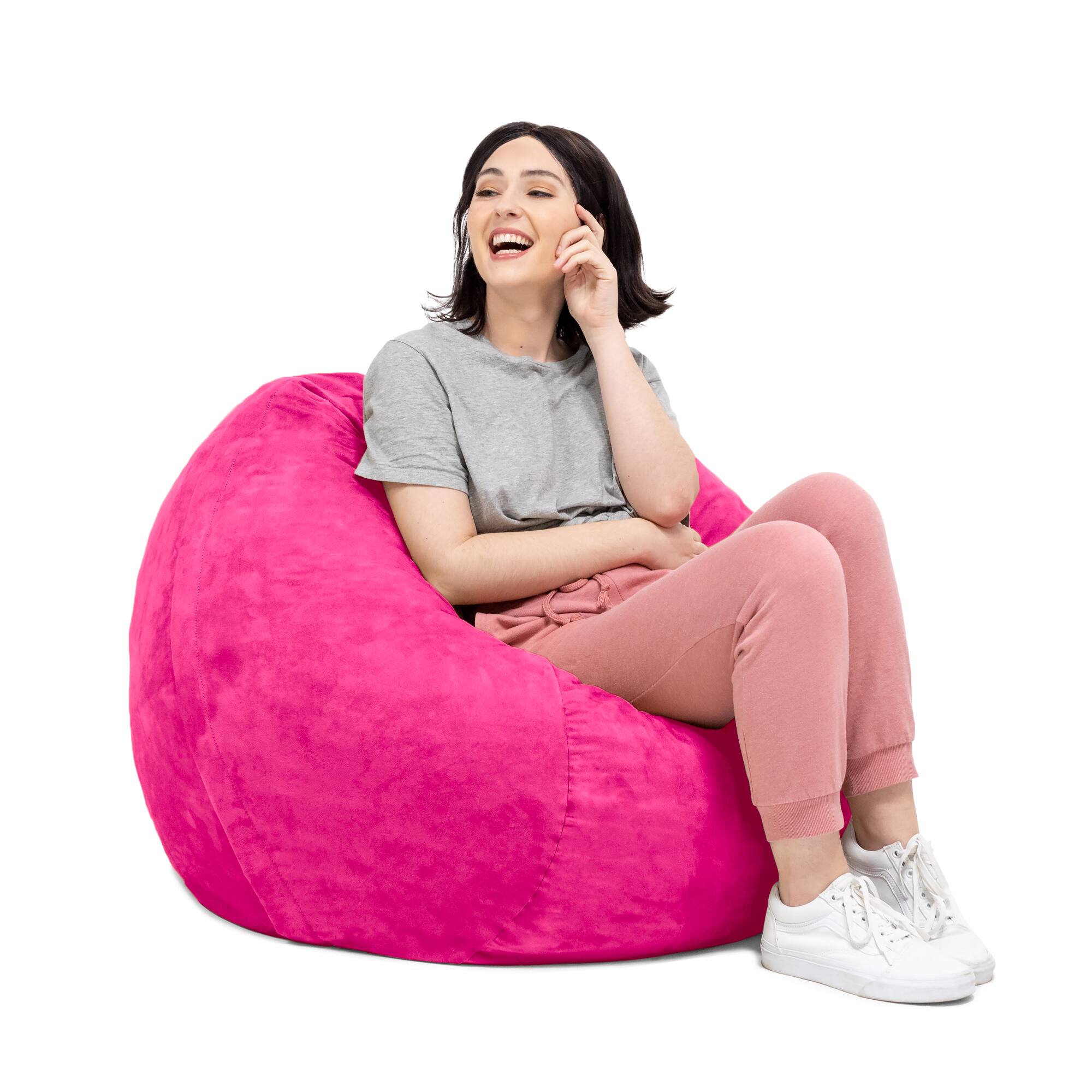 Angle. Jaxx - Jaxx Saxx 3 Foot Bean Bag Chair with Removable Cover, Fuchsia - Fuchsia.